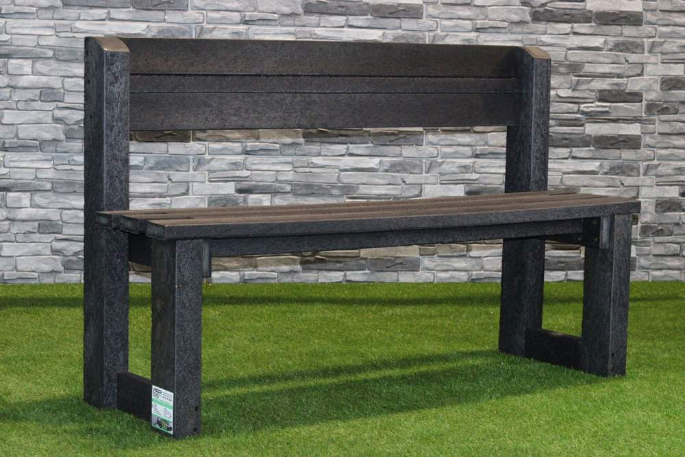 Recycled Plastic Bench Angled Back no Arms